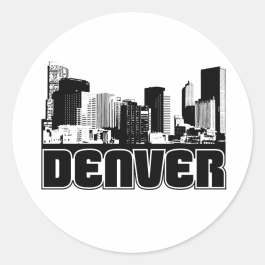 Sticker Rond Denver Skyline (Devant)