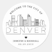 Sticker Rond Denver Skyline | Message de bienvenue du Mariage (Devant)