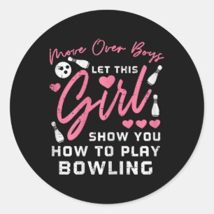 Sticker Rond Déplacer Sur Les Garçons Bowling Funny Bowler Girl