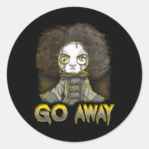 Sticker Rond Déplaisant Halloween Poupée Effrayant Monster Horr