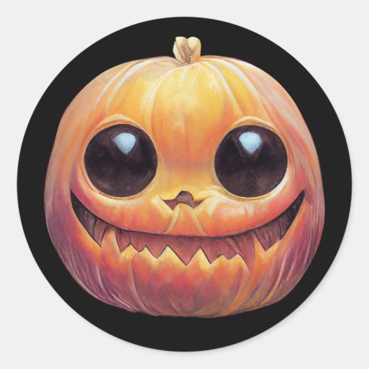 Sticker Rond Déplaisant Mare Face Citrouille Halloween (Devant)