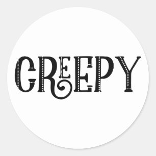 Sticker Rond DÉPLAISANT noir blanc Whimsical Vintage Typographi