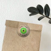 Sticker Rond Déplaisant OEil vert brut Halloween Tri ou traitem