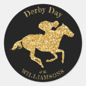 Sticker Rond Derby Gold Racehorse en noir (Devant)