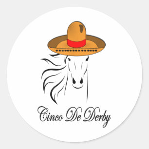 Sticker Rond Derby Party Cinco De Mayo Horse Racing Sombrero Me