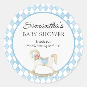 Sticker Rond Derby Race Rocking Horse Baby shower d'aquarelle