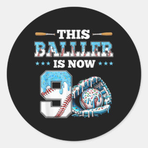 Sticker Rond Dérive de baseball 9e fête d'anniversaire garçon V