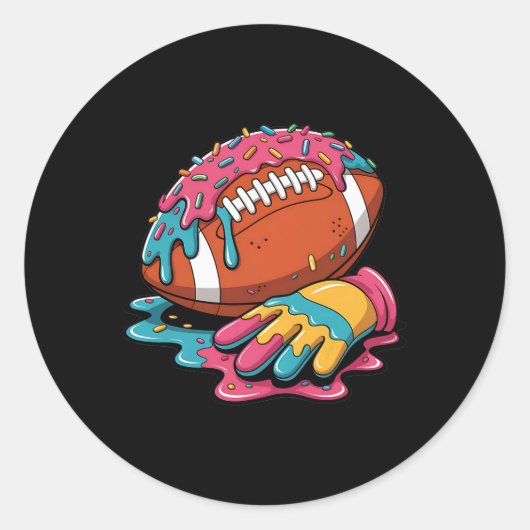 Sticker Rond Dérive De Football Wr Lineman Qb Rb Db Crème De Gl (Devant)