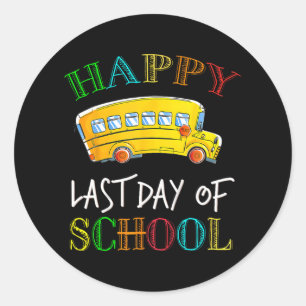 Sticker Rond Dernier Jour De Conduite D'Autobus Scolaire Étudia