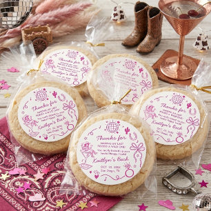 Sticker Rond Dernier Rodéo Cowgirl Disco Faveur de Fête de Bach