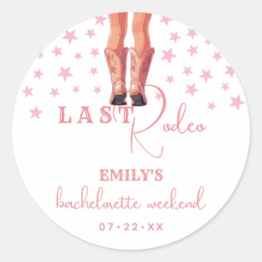Sticker Rond Dernier Rodeo Cowgirl Week-end de bachelorette (Devant)