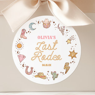 Sticker Rond Dernier Rodéo Disco Cowgirl Enterrement de Vie de 