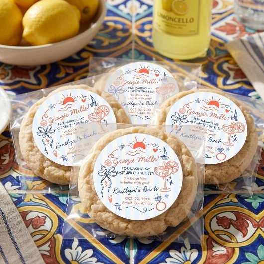 Sticker Rond Dernier Spritz Côte amalfitaine Cadeau de fête d'e