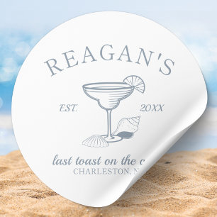 Sticker Rond "Dernier toast on the Coast" Beach Bachelorette Pa