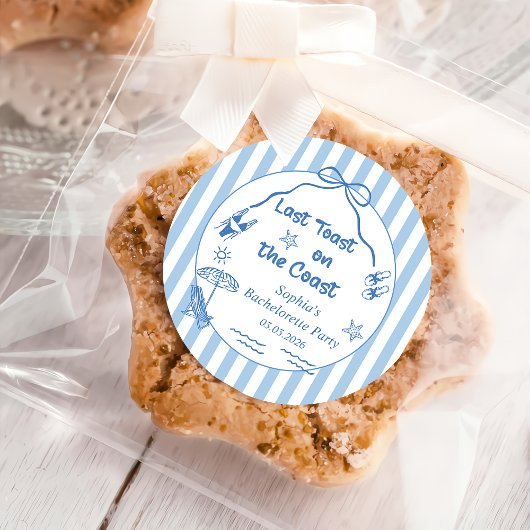 Sticker Rond Dernier Toast Sur La Côte Bachelorette Week-End