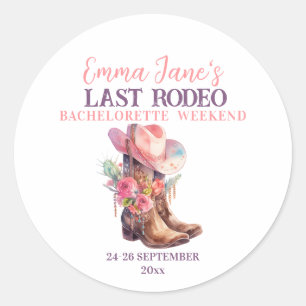 Sticker Rond Dernière Cowgirl Rodeo Rose Enterrement de Vie de 