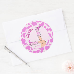 Sticker Rond Dernière Cowgirl Rose Fête de Mariage de la Vacher