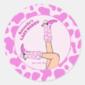 Sticker Rond Dernière Cowgirl Rose Fête de Mariage Vache Rose (Devant)