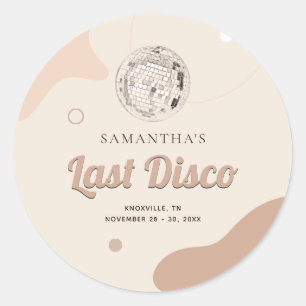 Sticker Rond Dernière Disco Retro Bachelorette Week-end