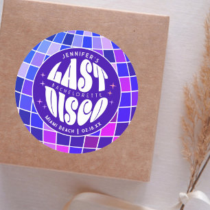 Sticker Rond Dernière fête de jeune fille Disco Groovy Rétro