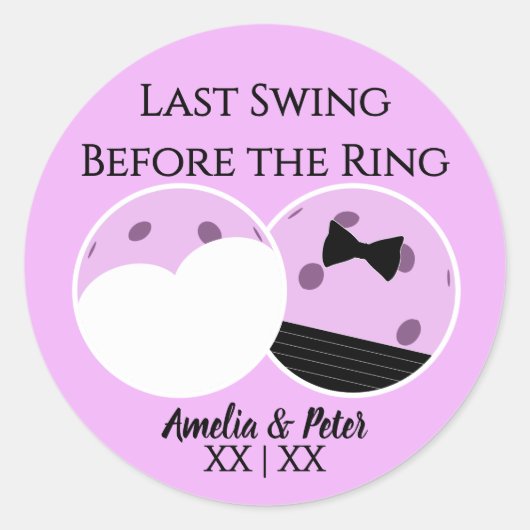Sticker Rond Dernière swing avant la bague pré-Mariage Pickleba (Devant)