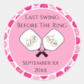 Sticker Rond Dernière swing avant l'anneau Mariage Pickleball r (Devant)