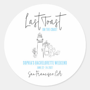 Sticker Rond Dernière Toast sur la Côte Fête de Bachelorette