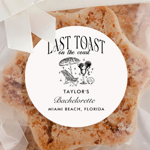 Sticker Rond Dernière Toast sur la Côte Fête de Bachelorette