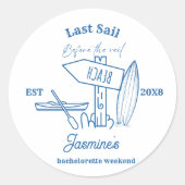Sticker Rond Dernière voile avant le voile Bachelorette week-en (Devant)