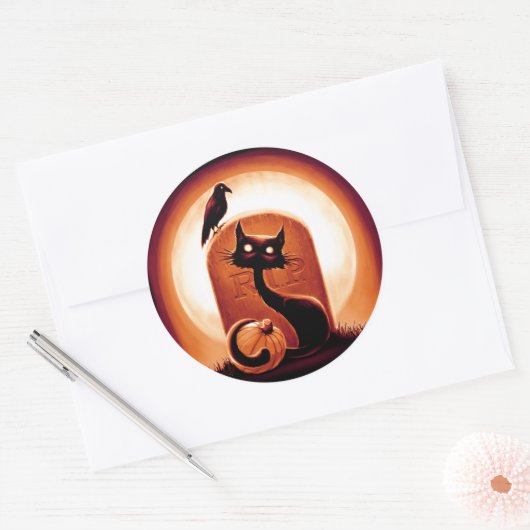 Sticker Rond Derpy Halloween Chat par Tombstone (Enveloppe)