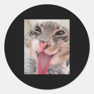 Sticker Rond Derpy Tongue Chat Sortir Mème Drôle Weirdcore M'Of
