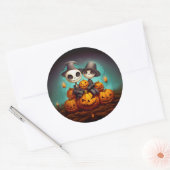 Sticker Rond Des amis païens éffrayants fêtent l'Halloween (Enveloppe)