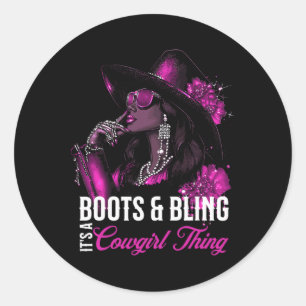 Sticker Rond Des bottes et des paillettes, c'est une affaire de