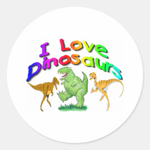 Sticker Rond Des cadeaux aime dinosaures d'enfants "je"