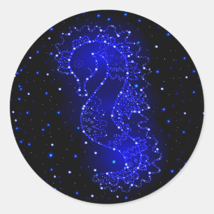 Sticker Rond des chevaux de mer nage dans les lumières