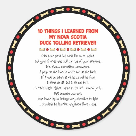 Sticker Rond Des Choses Drôle Apprises De La Nouvelle-Écosse Du (Devant)