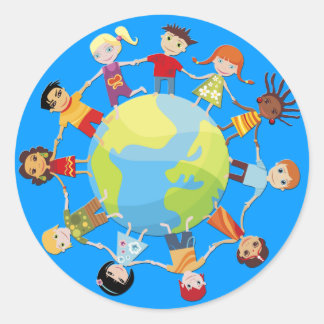 Sticker Rond Des enfants pour la paix mondiale