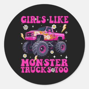 Sticker Rond Des Filles Comme Des Camions Monster Trop Drôle Mo