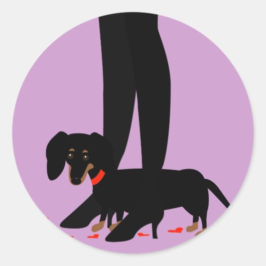 Sticker Rond Des filles de la nuit teckel - (Devant)