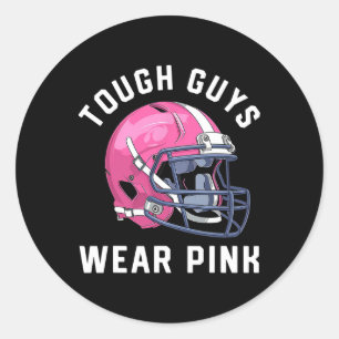 Sticker Rond Des Gars Durs Portent Le Cancer Du Sein Rose Sensi