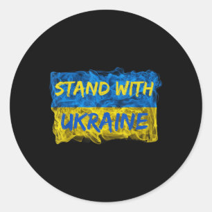 Sticker Rond Des Hommes Prennent Position Avec L'Ukraine, Le Dr