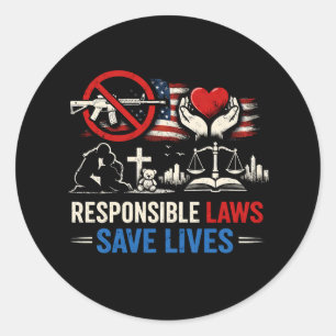 Sticker Rond Des lois responsables sauvent des vies