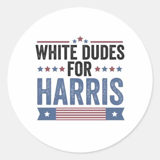 Sticker Rond Des Mecs Blancs Pour Harris Appuient Le Président  (Devant)