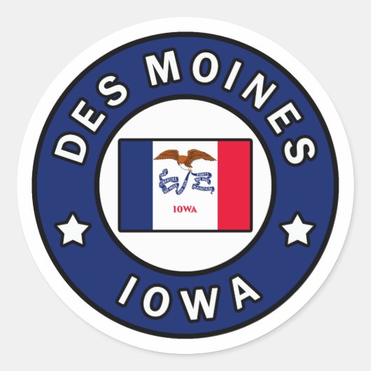 Sticker Rond Des Moines Iowa (Devant)