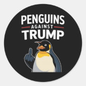 Sticker Rond Des palmes de pingouin contre Trump (Devant)