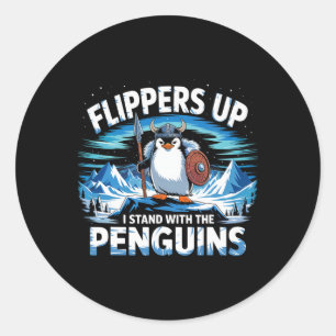 Sticker Rond Des Palmes En Haut Je Me Trouve Avec Les Pingouins