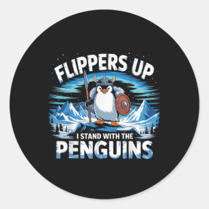Sticker Rond Des Palmes En Haut Je Me Trouve Avec Les Pingouins