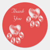 Sticker Rond Des pattes élégantes sur le Merci rouge (Devant)
