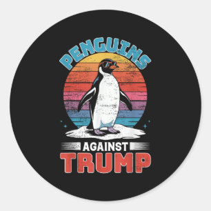 Sticker Rond Des pingouins contre Trump Des Pingouins Flippers 