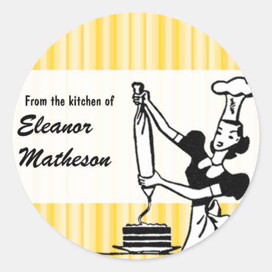 Sticker Rond Des rayures rétro "De la cuisine" (Devant)